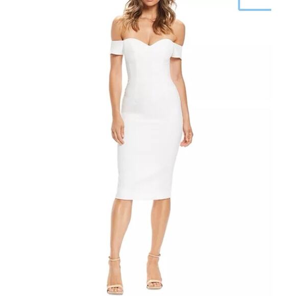 Dress the Population Dresses & Skirts - NWT Dress The Population Bailey Off the Shoulder Dress in Off White SZ XS